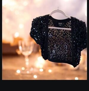 Cejon sequin cardigan size S/M black open great formal piece. Beautiful …